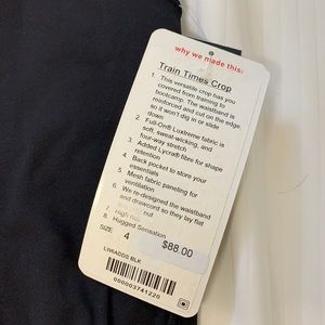 NWT lululemon train times crop